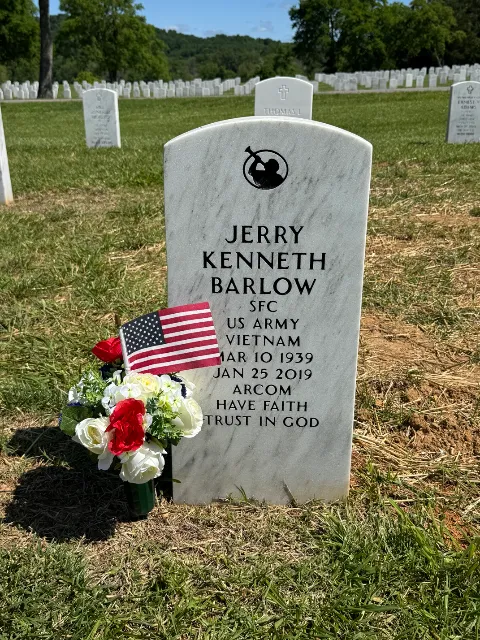 American flag placed at a veteran's grave
