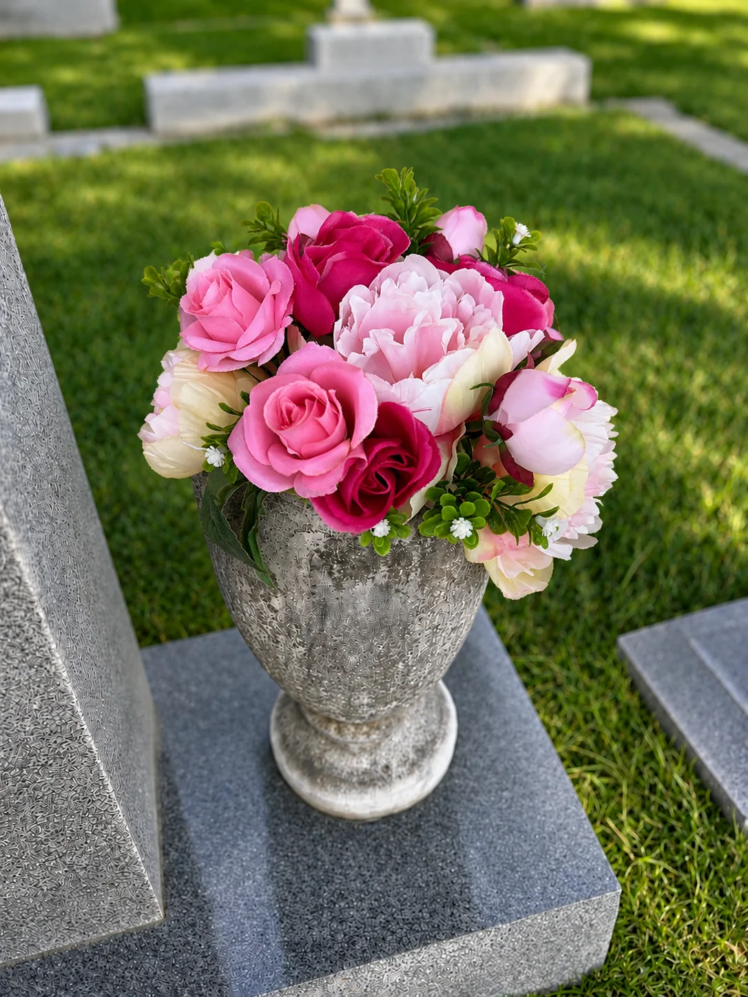 Breast Cancer Awareness — BloomBridge graveside flower arrangement
