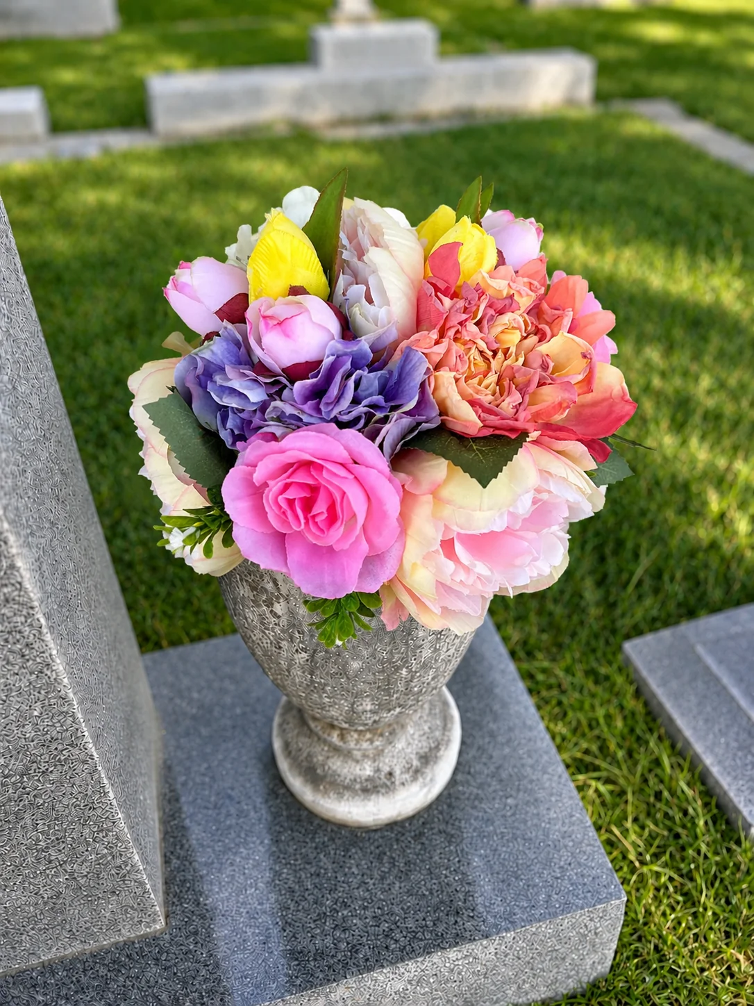 Pastel Multicolor — BloomBridge graveside flower arrangement
