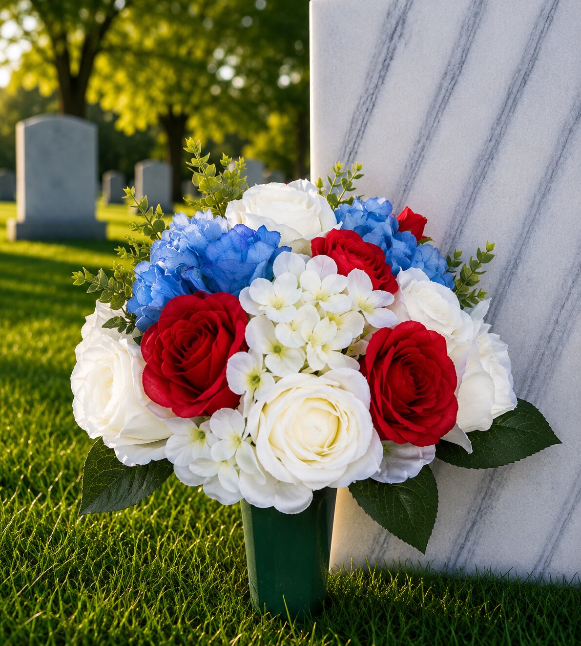 The Red, White and Blue graveside arrangement