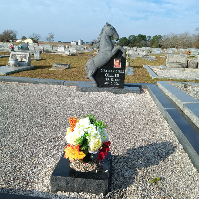 Hot Pink & White Roses arrangement at a grave