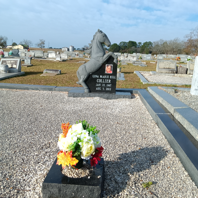 Hot Pink & White Roses arrangement at a grave