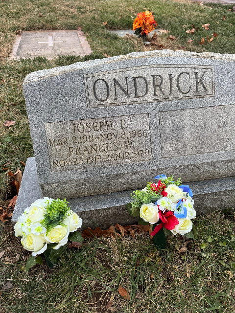 White Roses & Hydrangeas arrangement at a grave