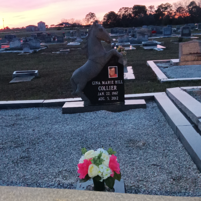 Hot Pink & White Roses arrangement at a grave