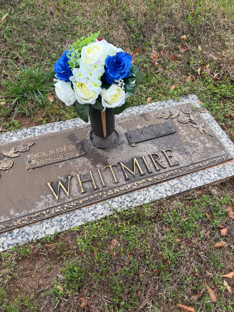 Pink Roses & Peonies arrangement at a grave