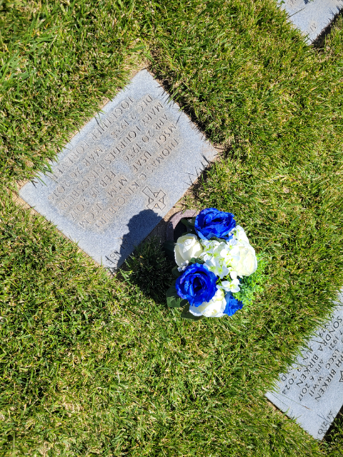 Blue Arrangement arrangement at a grave