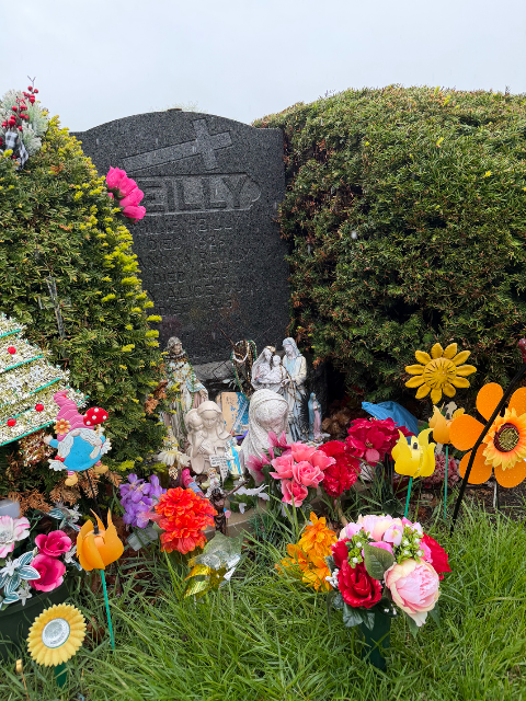 Always My Valentine arrangement at a grave