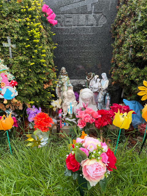 Always My Valentine arrangement at a grave