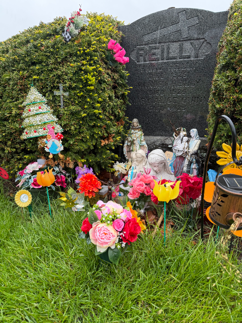 Always My Valentine arrangement at a grave