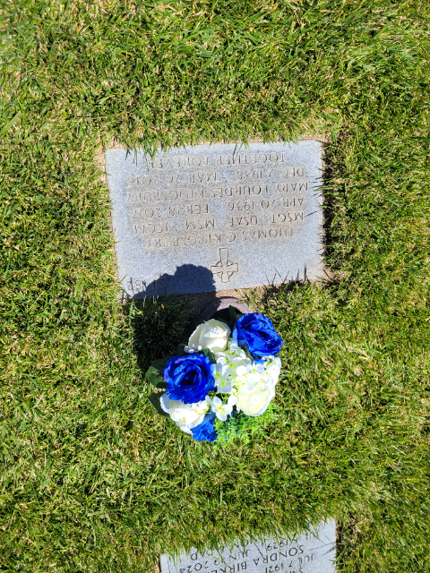 Blue Arrangement arrangement at a grave