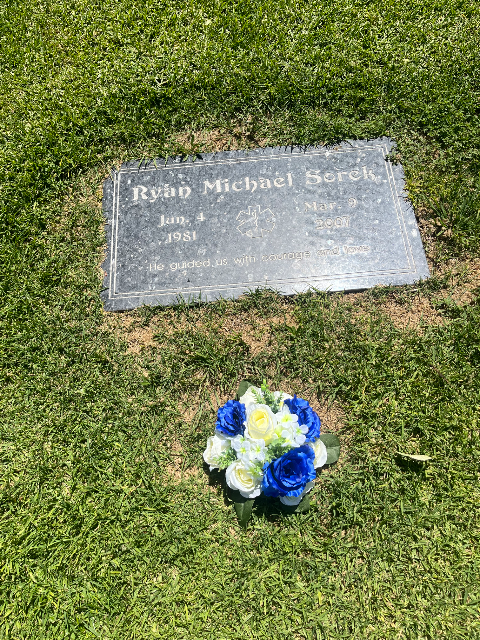 Blue Arrangement arrangement at a grave