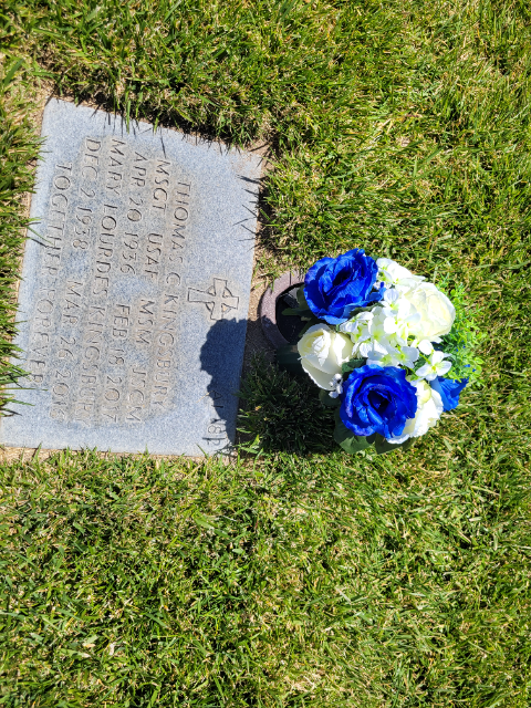 Blue Arrangement arrangement at a grave