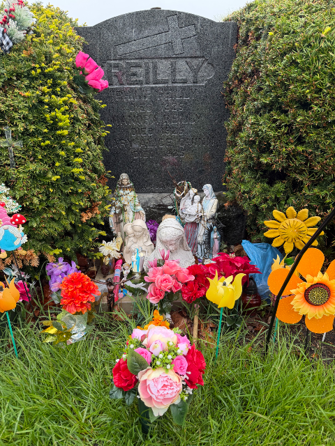 Always My Valentine arrangement at a grave