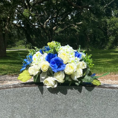 Blue and White Saddle