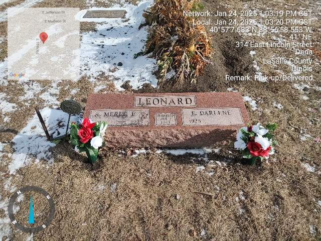 Flower delivery for Merle Francis Leonard