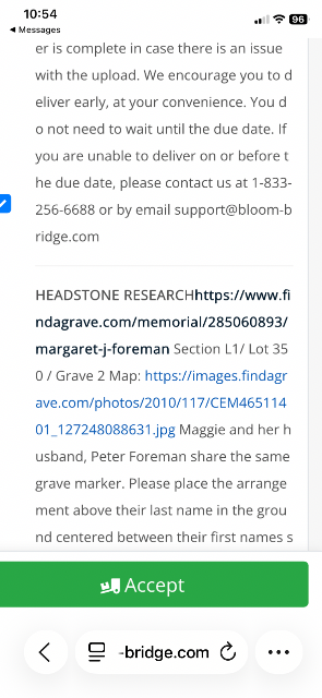 Flower delivery for Maggie Foreman