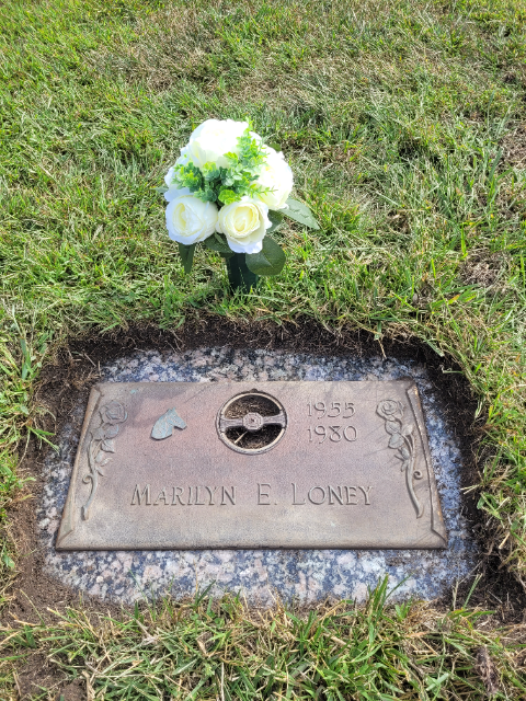 Flowers placed at the grave of Marilyn Elaine Loney, Dawn Valley Memorial Park