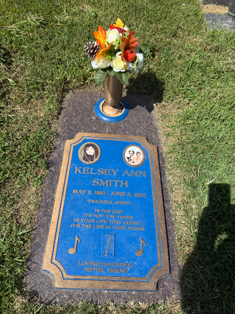 Flowers placed at the grave of Kelsey Ann Smith, Johnson County Memorial Gardens