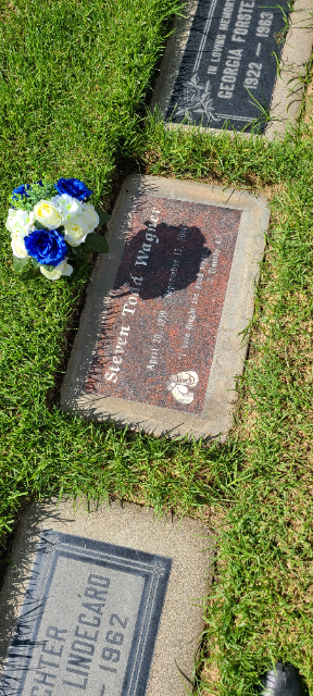 Flowers placed at the grave of Steven Todd Wagner, Olivewood Cemetery