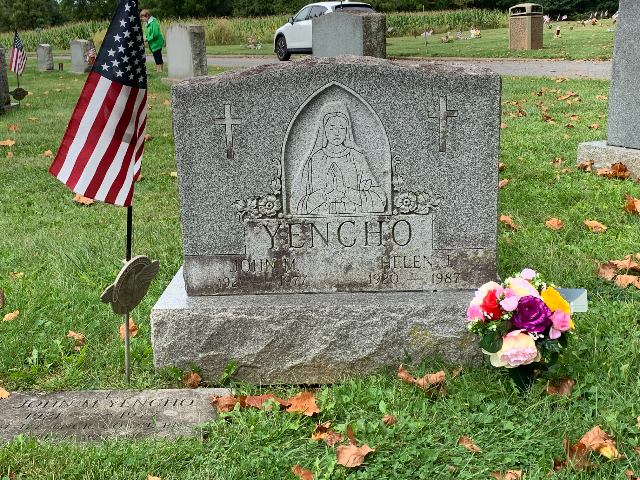 Flowers placed at the grave of Helen Donchez Yencho, Holy Saviour Cemetery
